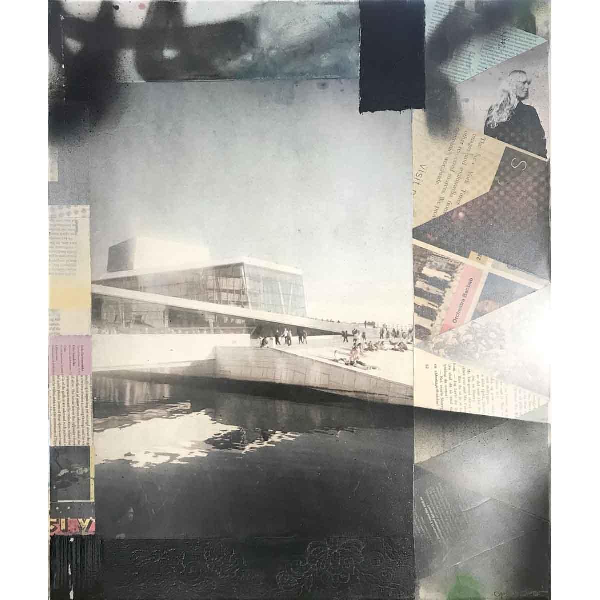 Solvarm, 55x45 collage / maleri
