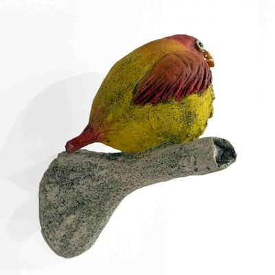 Fugl på vegg, skulptur ca 11-14 cm (F-33)