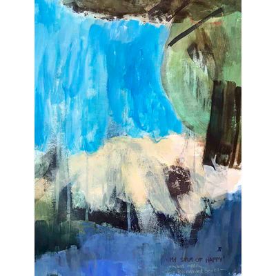 My spot of happy, mixed media 50x70 cm