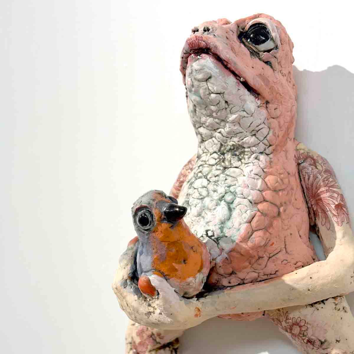 Bird frog, skulptur vegg 27 cm