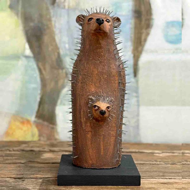 Hovedbilde Pinnsvin med pigger, skulptur keramikk 32 cm 