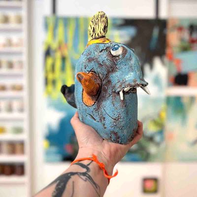 Blue fish, 23h cm skulptur