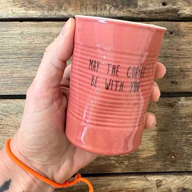 Hovedbilde May the coffee be with you, krus porselen 10 cm (rosa)