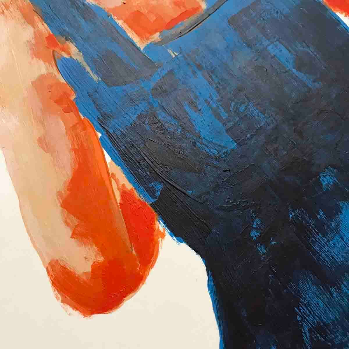 The blue dress, mixed media 30x40 cm