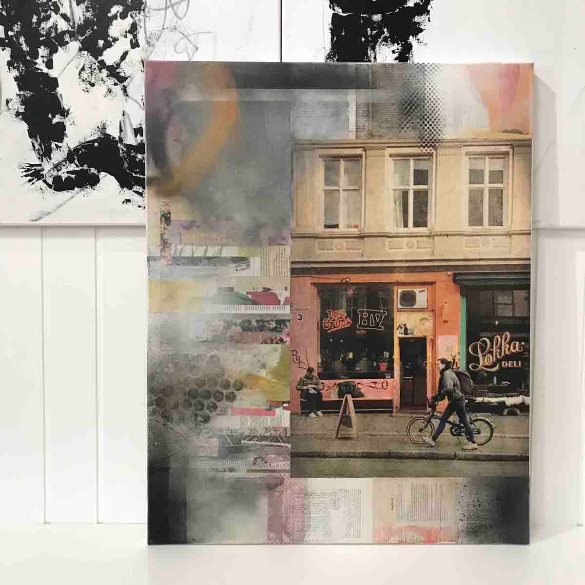 Glimt, 100x70 collage / maleri