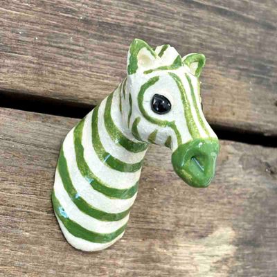 Zebra mini, skulptur vegg ca 5 cm (skog XS)
