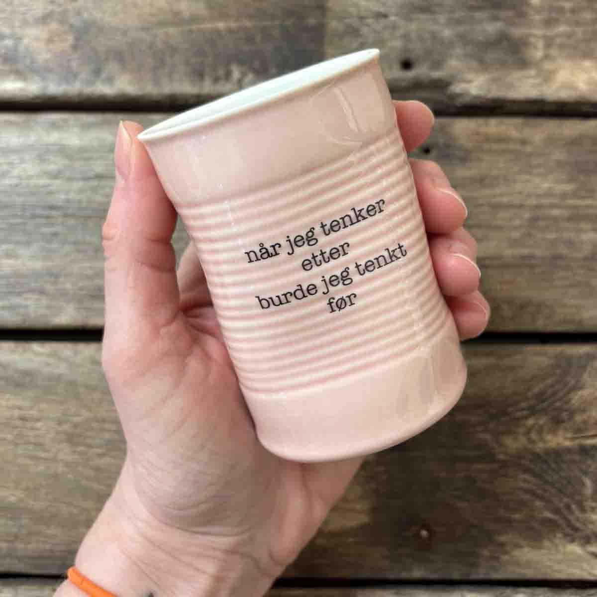 Når jeg tenker etter, krus porselen 10 cm (rosa)