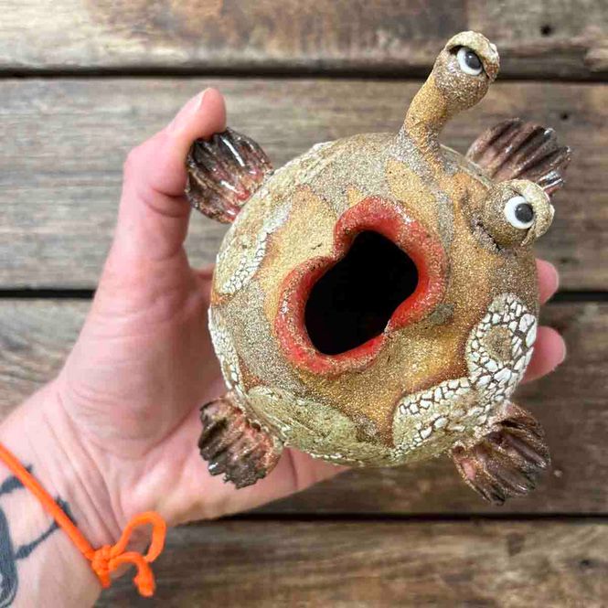 Hovedbilde Kulefisk, vegg-skulptur (kropp ca 9x9 cm) (no.82)