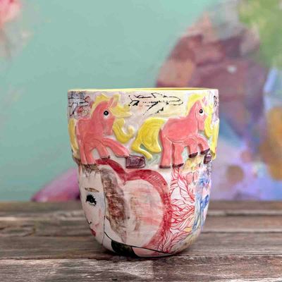 Pink pony club 2, vase keramikk 16x16 cm