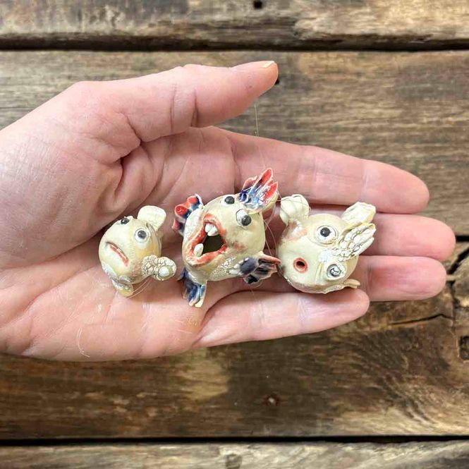 Hovedbilde Kulefisk mini, en TRIO henge-skulpturer (no.4)