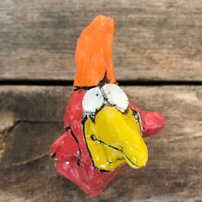 Rød pipp, 10 cm skulptur