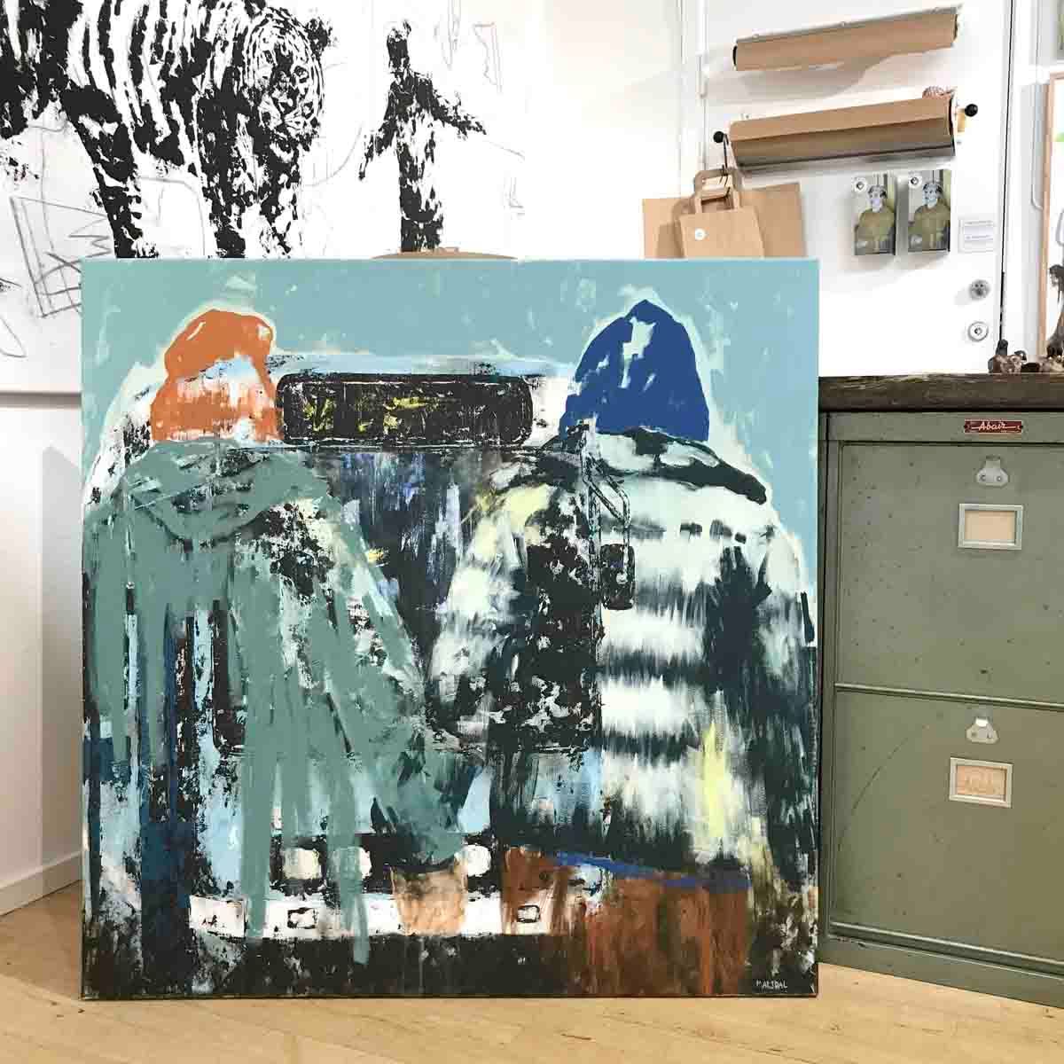 Byfolk, 100x100 maleri