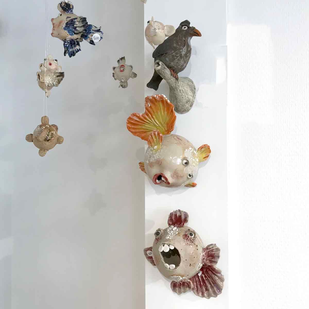 Kulefisk, vegg-skulptur (kropp ca 9x9 cm) (no.68)