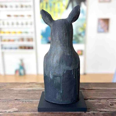 Frank hund, skulptur keramikk 39 cm 