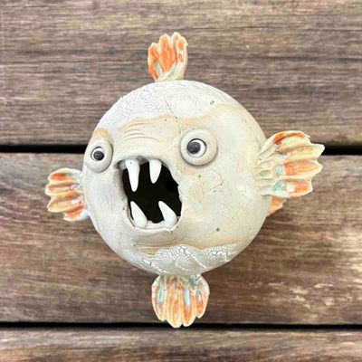 Kulefisk, vegg-skulptur (kropp ca 9x9 cm) (no.65)
