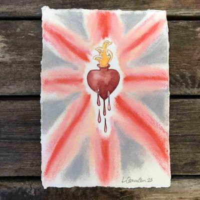 Sacred heart, akvarell 21x15 cm