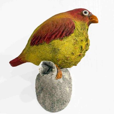 Fugl på vegg, skulptur ca 11-14 cm (F-33)