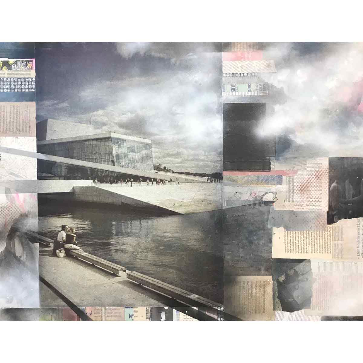 Trygg grunn, 115x90 collage / maleri