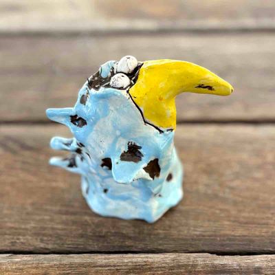 Lyseblå pipp, 6 cm skulptur