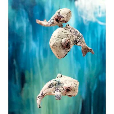 Hval, hengende tak-skulptur 12 cm (H-012)