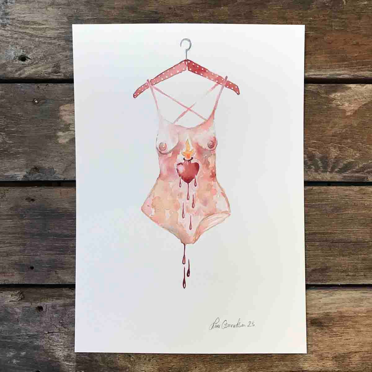 Be my valentine, akvarell 29.5x21 cm